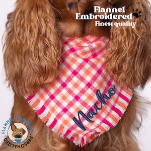 Flannel Dog Bandana, Holiday Bandana with Snap, Frayed Edge Kerchief,  Christmas Dog Bandana, Dog Holiday Outfit, Fursuits, Puppy Bandanas