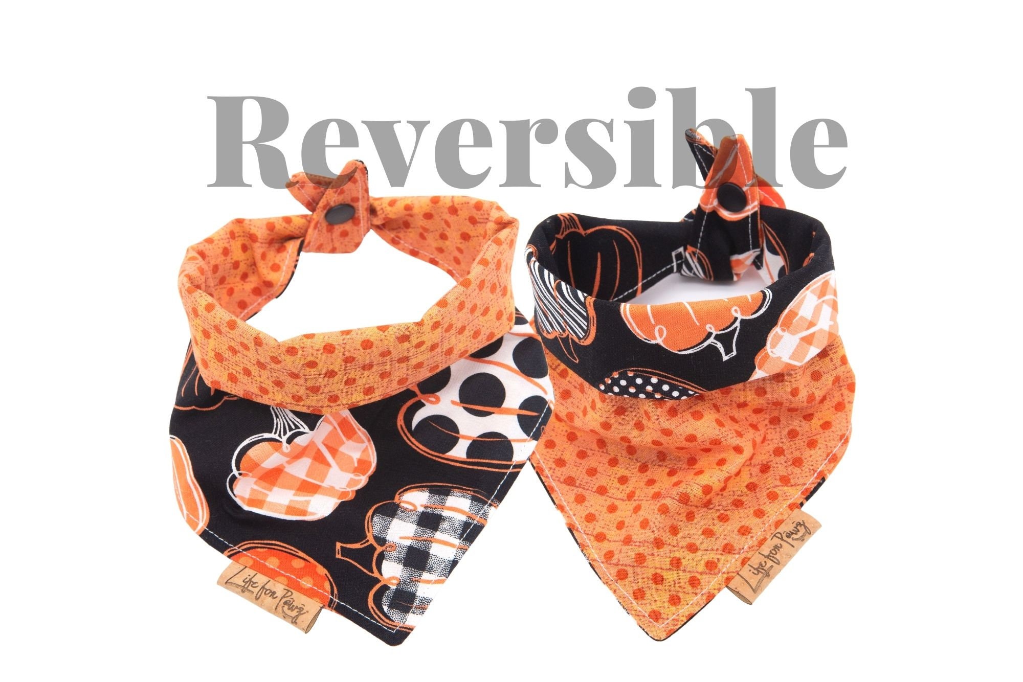 Fall Dog Bandana Pumpkin Polka Dog Bandana Reversible Etsy