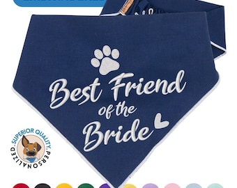 Embroidered Dog Wedding Bandana: Customizable Bridal Party Pet Scarf