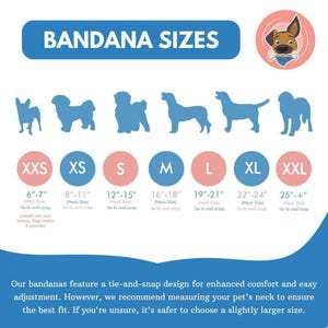 a blue and white poster with a dog's size