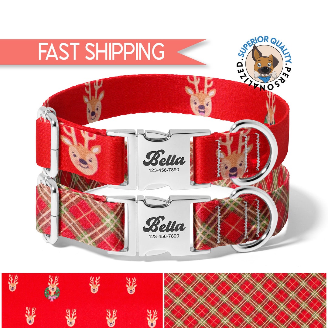 Christmas Dog Collar, Personalized and Adjustable Dog Collar, Christmas Dog Collars Personalized