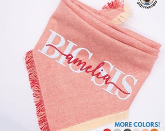 Pañuelo de franela personalizado para perro con nombre bordado - Pañuelo para mascota bordado "Hermana Mayor" - Pañuelo para perro para anunciar el nacimiento de un bebé - Regalo para perros