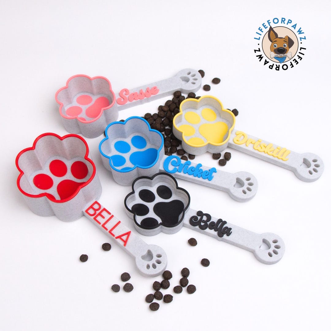 Personalized Paw Print Dog Food Scoop – Custom Name Pet Feeding Spoonr ...