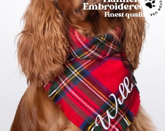 Christmas Dog Bandana-  Jingle Bell Bandana -Frayed Edge Kerchief Christmas Dog Bandana - Holiday Dog Bandana