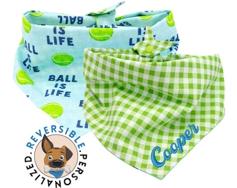 Ball is Life Dog Bandana - Reversible- Tie & Snap - Dog Neckerchief - Dog Scarf - Dog Mom - Puppy Gift