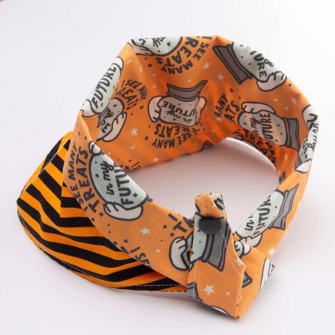 Reversible Treats and Stripes Dog Bandana - Tie & Snap - Custom
