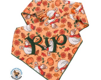 Fall Goose Scrunchie Dog Bandana with Custom Embroidery – Autumn Pet Accessory