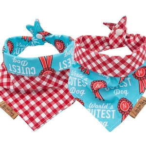 World’s Cutest Dog Bandana - Reversible- Tie & Snap - Dog Neckerchief - Dog Scarf - Dog Mom - Puppy Gift