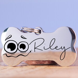 Custom Cartoon Faces Pet ID Tag - Personalized Engraved Stainless Steel Dog Name Tag - Durable & Lightweight Animal Identification