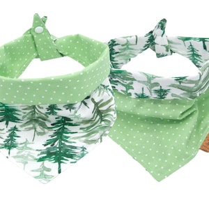 Pine Trees Dog Bandana - Reversible- Tie & Snap - Dog Neckerchief - Dog Scarf - Dog Mom - Puppy Gift