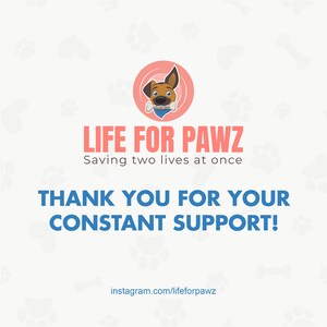 a white card with a dog's paw print on it