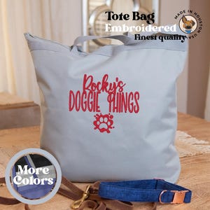 Doggie Things Einkaufstasche für Felleltern, individuell gestickter Name, individuell wiederverwendbarer Hunde-Organizer, Hundereisetasche, Haustier-Aufbewahrungstasche