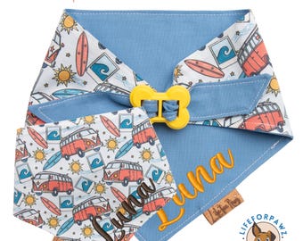 Bandana personalizada para perros Surf Van: Bandana reversible de algodón para mascotas