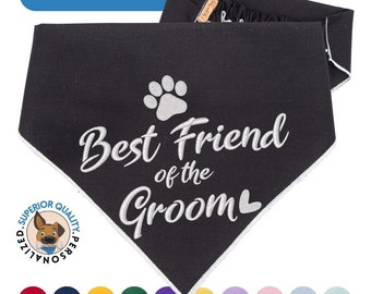 Customizable Dog Bandana for Wedding - Embroidered Pet Scarf, Best Friend of the Groom Accessory, Various Colors Available,Personalized Gift