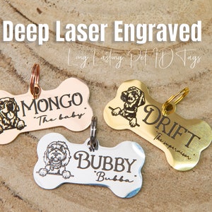Dog Tag - Dog ID Tag - CollarTag - Laser Engraved Pet ID Tag with Dog Breed Stencil - Dog & Cat Tag Collar, personalized Dog Name Tag
