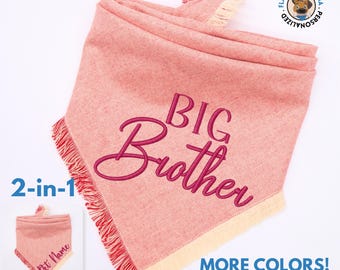 Big Brother Dog Bandana: Personalized Flannel Pet Scarf, Pregnancy Reveal