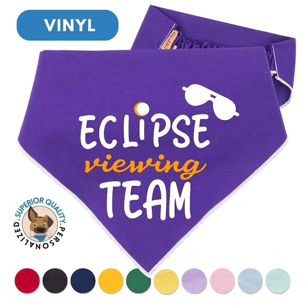 2024 Solar Eclipse Dog Bandana in 11 Colors - Commemorative Eclipse Pet Scarf, Vinyl Printed Dog Accessory, Space-Themed Pet Gear