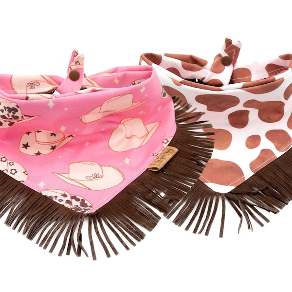 Cowgirl Hats Pink Dog Bandana - Reversible Dog Bandana-   Dog Mom Gift - Tie & Snap - Dog Neckerchief - Dog Scarf - Dog Mom - Puppy Gift