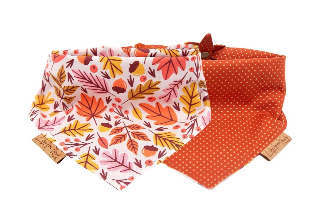 Fall Dog Bandana Fall Leaves Reversible Bandana for Dogs Etsy