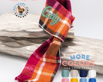 Personalized Flannel Plaid Dog Scarf: Handmade Pet Bandana