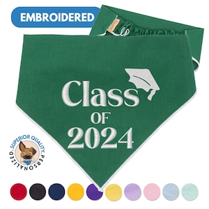 Class of 2024 Dog Bandana - Custom Embroidered Graduation Accessory for Pets - Celebratory Gift for New Graduates