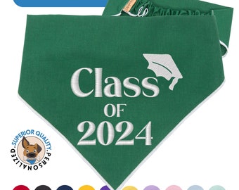 Class of 2024 Dog Bandana - Custom Embroidered Graduation Accessory for Pets - Celebratory Gift for New Graduates