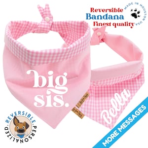 Pregnancy Announcement Dog  Bandana - Reversible Dog Bandana - Big sister or Big sis dog bandana pregnancy announcement