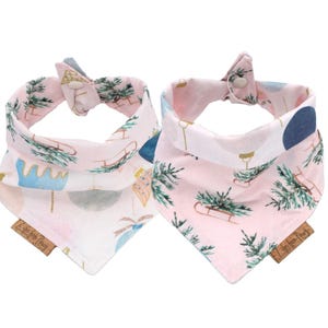 Christmas Dog Bandana - Christmas Ornaments  Bandana - Reversible-Tie & Snap - Christmas Dog Bandana