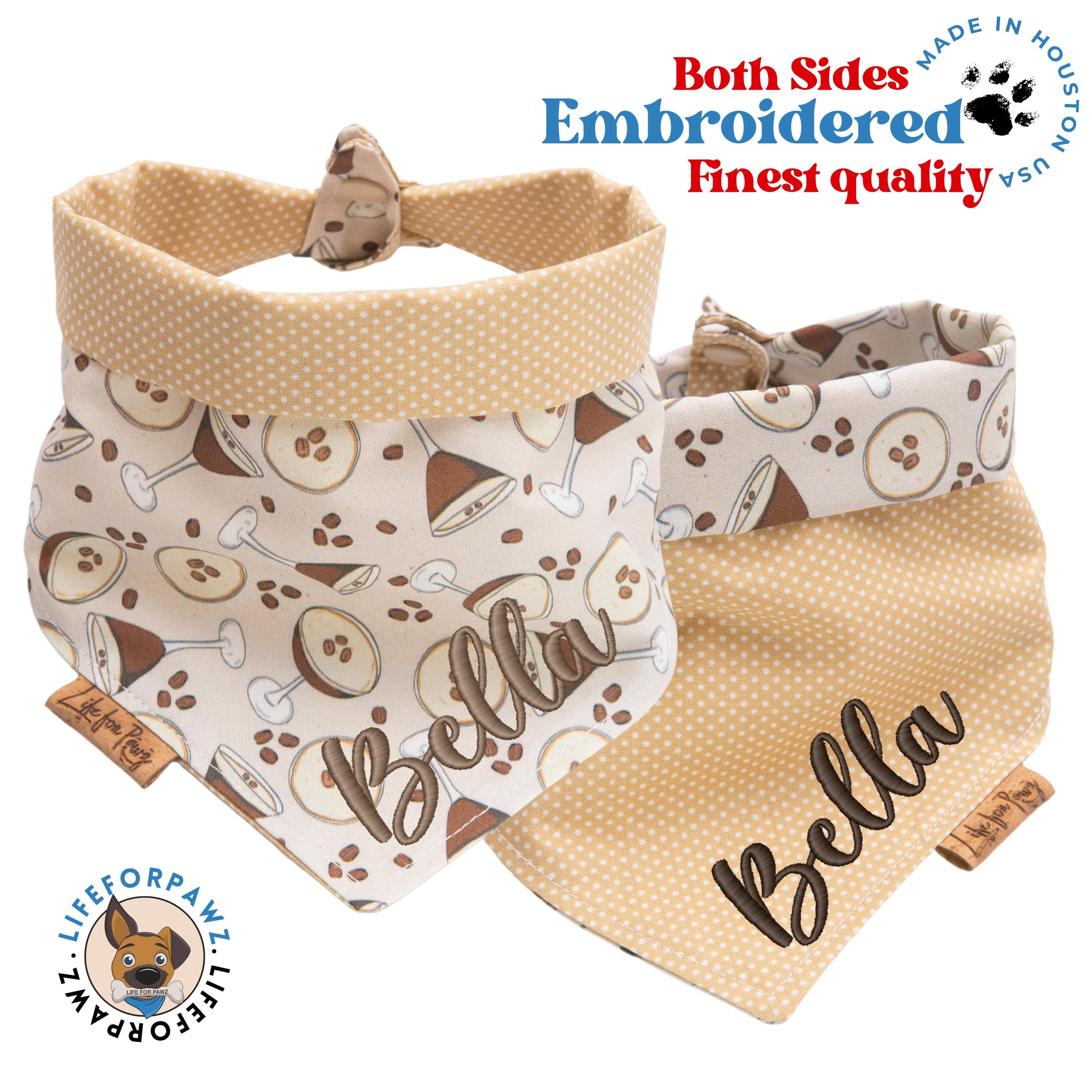 Buy Personalized Dog Bandana: Espresso Martini & Yellow Dots