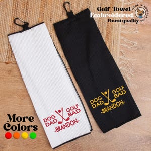 Benutzerdefinierte Name Hund Papa Golf Handtuch, personalisierte gesticktes Monogramm, Golf-Enthusiasten, Trauzeugen, Junggesellenparty, Vatertag, Hundeliebhaber Geschenke