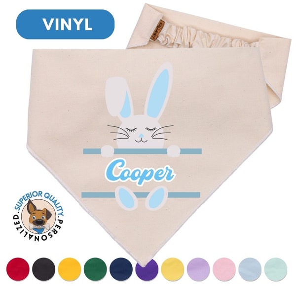 Personalized Easter Dog Bandana • Spring Floral Pet Scarf • Personalized Name Doggie Neckerchief • Adorable Rabbit Design • Unique Pet Gift.
