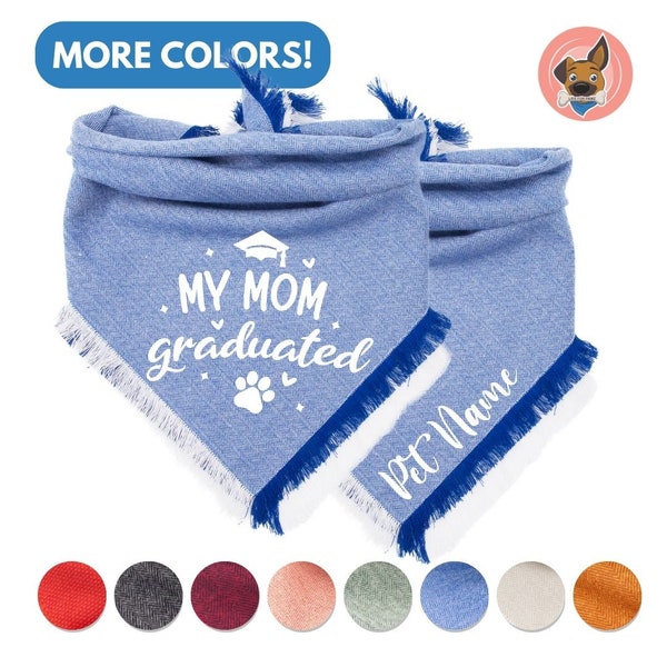 Custom 'My Mom Graduated' Dog Bandana - Personalized Pet Graduation Scarf in Multiple Colors - Tassel Dog Neckerchief