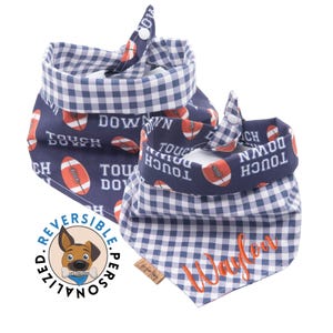 Reversible Dog Bandana - Personalized Reversible Football Dog Bandana - Fall Pet Fashion