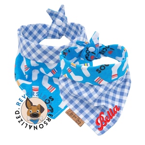 I Love Socks Dog Bandana - Reversible- Tie & Snap - Dog Neckerchief - Dog Scarf - Dog Mom - Puppy Gift