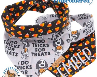 Bandana d'Halloween pour chien - I do Trick for Treats - Bandana réversible pour chien, cravate et pression, bandana pour chien de Thanksgiving,