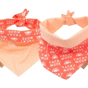 Summer Vacations Dog Bandana - Reversible- Tie & Snap - Dog Neckerchief - Dog Scarf - Dog Mom - Puppy Gift