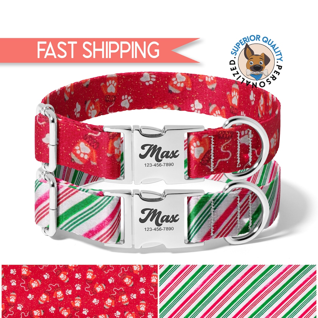 Christmas Dog Collar, Personalized and Adjustable Dog Collar, Christmas