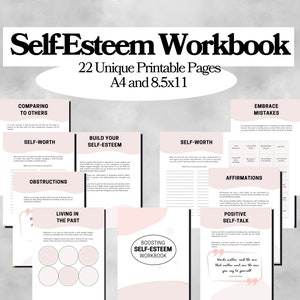 Self Esteem Workbook, Self Esteem Journal, Confidence, Worthiness, Self Worth, Self Love, Self Care, Adults, Teens, Girls, Printable