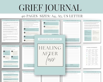 Grief Journal Printable | Healing After Loss Workbook | Bereavement Support Guide | 40-Page Guided Grief Workbook | Digital Download PDF