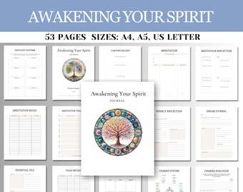 Awakening Your Spirit Journal PDF | 53 Page Spiritual Growth Workbook, Chakra Awareness, Intuition, Reflection & Alignment System