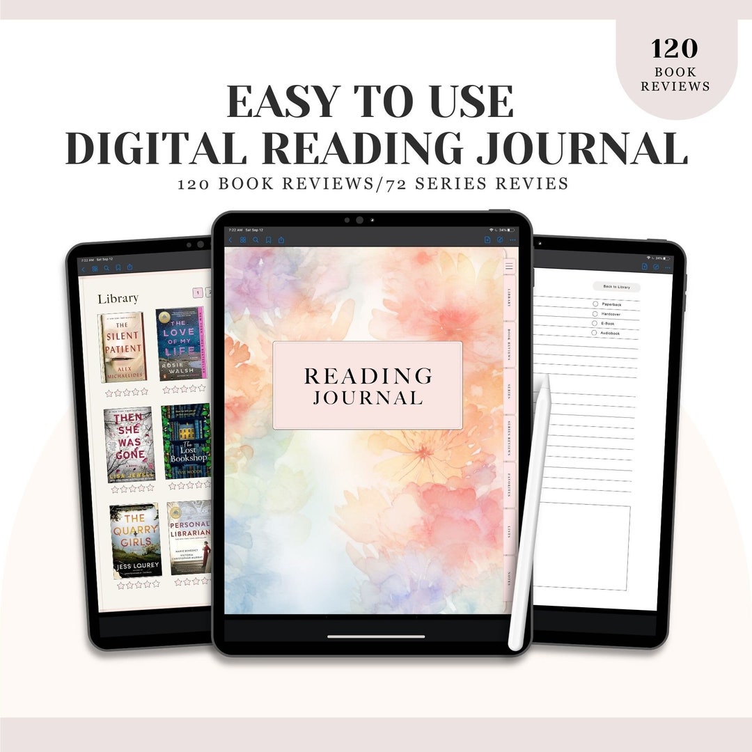Digital Book Journal & Tracker | Reading Log Printable | Book Review ...