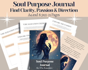 Soul Purpose Journal | Life Purpose Workbook, Find Your Purpose, Self Discovery, Passion & Clarity Prompts, Spiritual Journal Printable