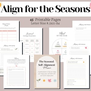Seasonal Self Alignment Planner Printable | Guided Journal | Nature Rhythm Planner | Intentional Mindfulness Workbook | Digital Download