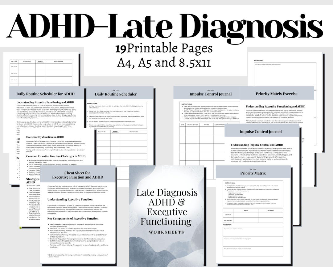Late Diagnosed ADHD Executive Function Workbook for Adults | ADHD ...