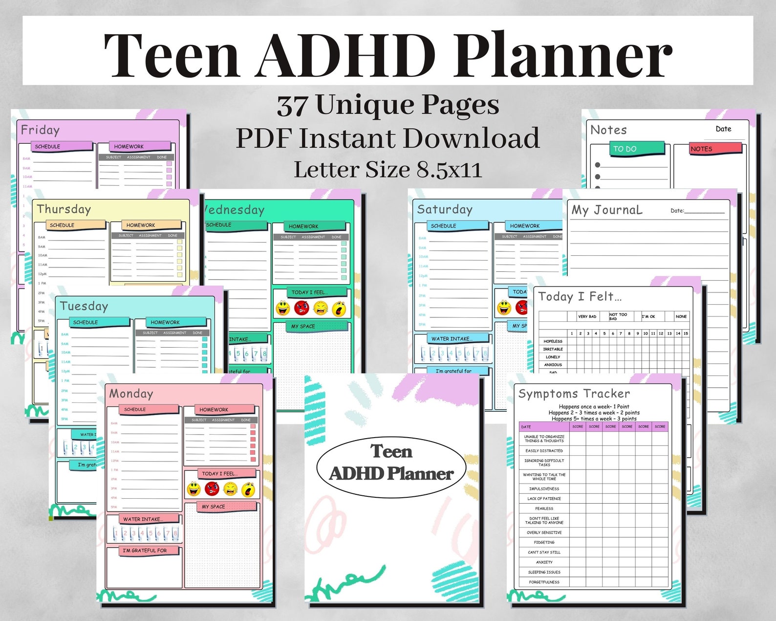 ADHD Planner, Adhd Daily Planner, Teens Planner, Adhd Printable, Adhd