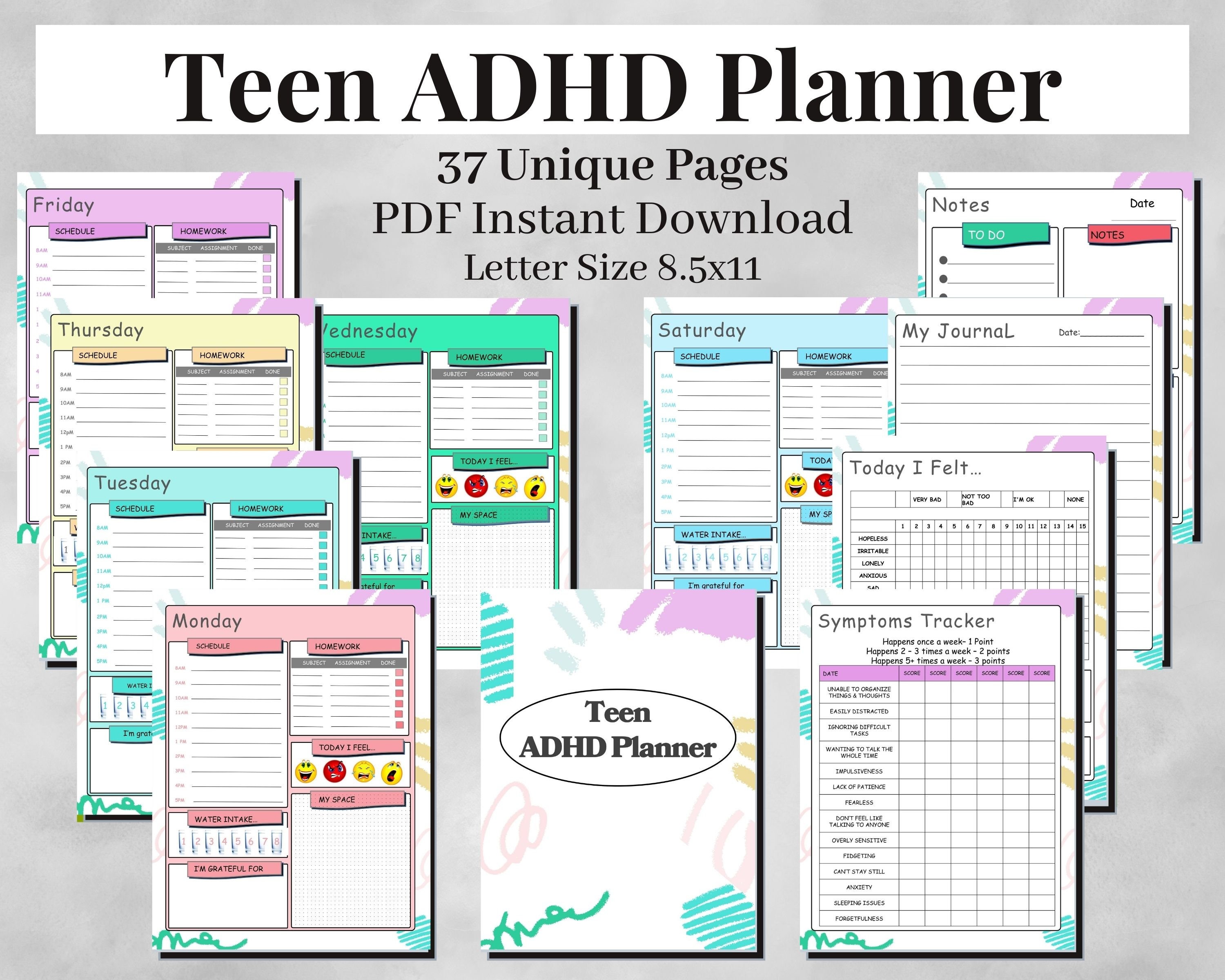 ADHD Planner, Adhd Daily Planner, Teens Planner, Adhd Printable, Adhd