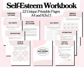 Self Esteem Workbook | Confidence Building Journal | Guided Self Worth Printable | Inner Healing, Personal Growth | Mindset Upgrade Workbook