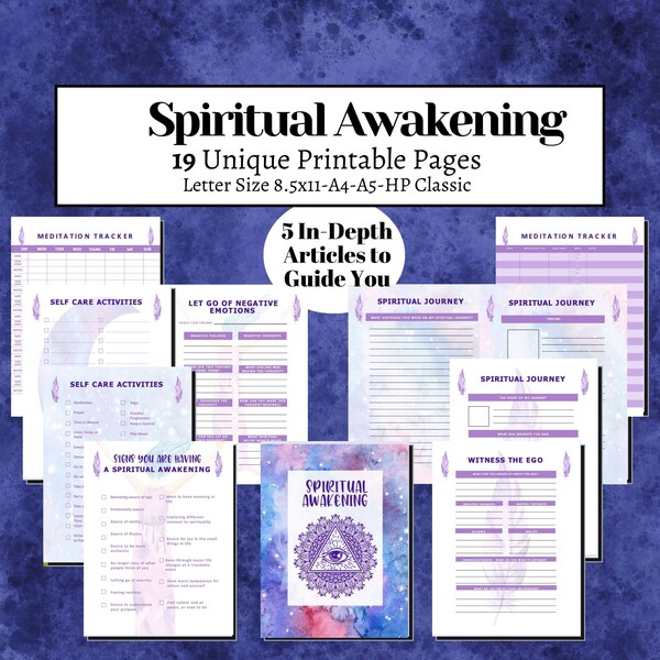 Spiritual Journal, Spiritual Workbook, Spiritual Awakening Journal, Meditation Planner, Self Care, Wellness, Mental Health, Enlightenment