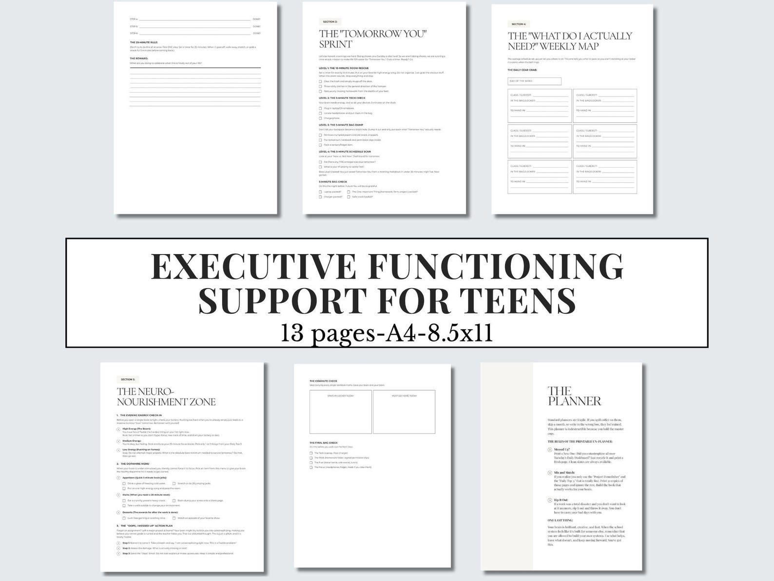 Executive Functioning Planner for Teens | ADHD Student Planner ...