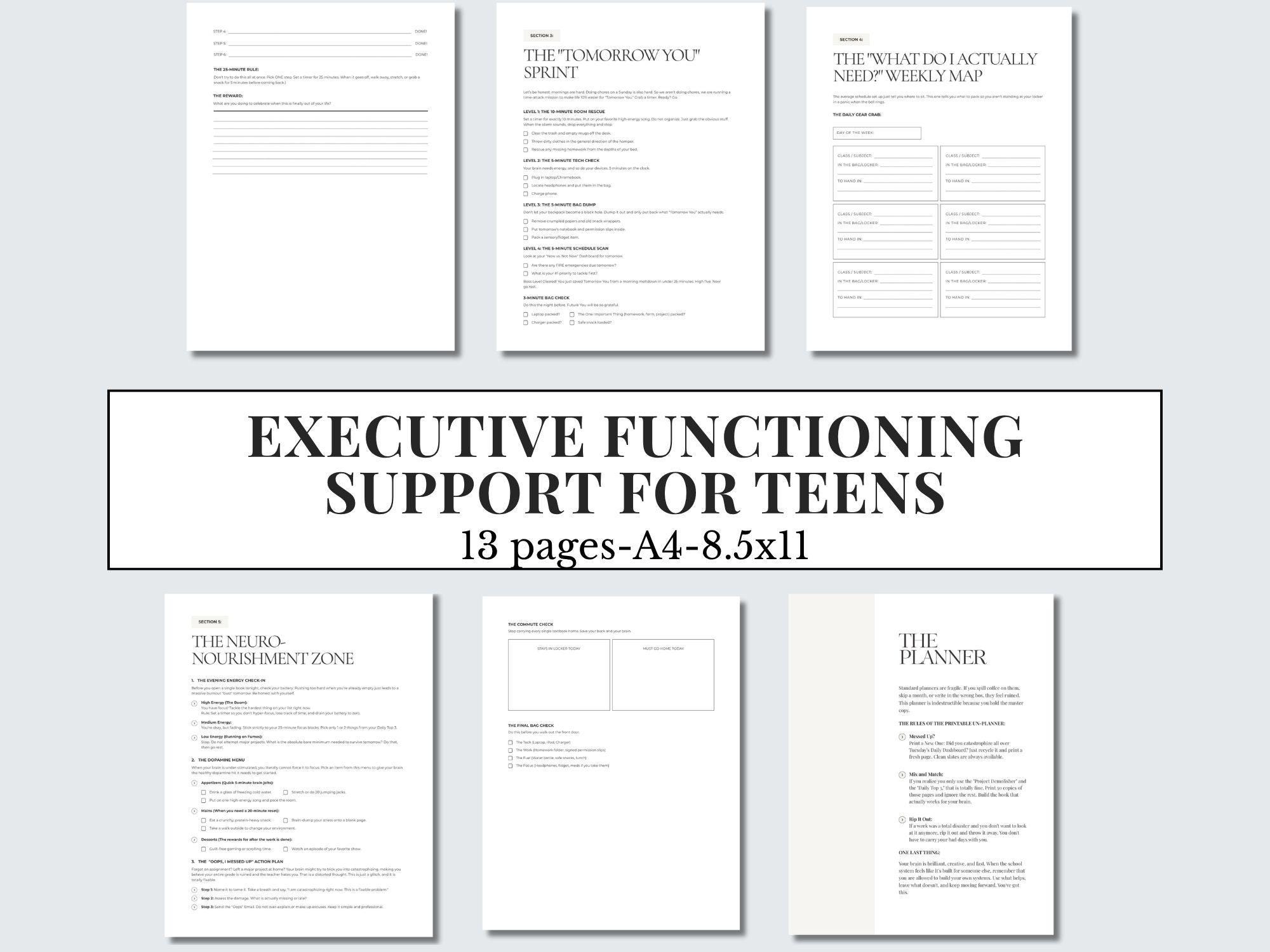 Executive Functioning Planner for Teens | ADHD Student Planner ...